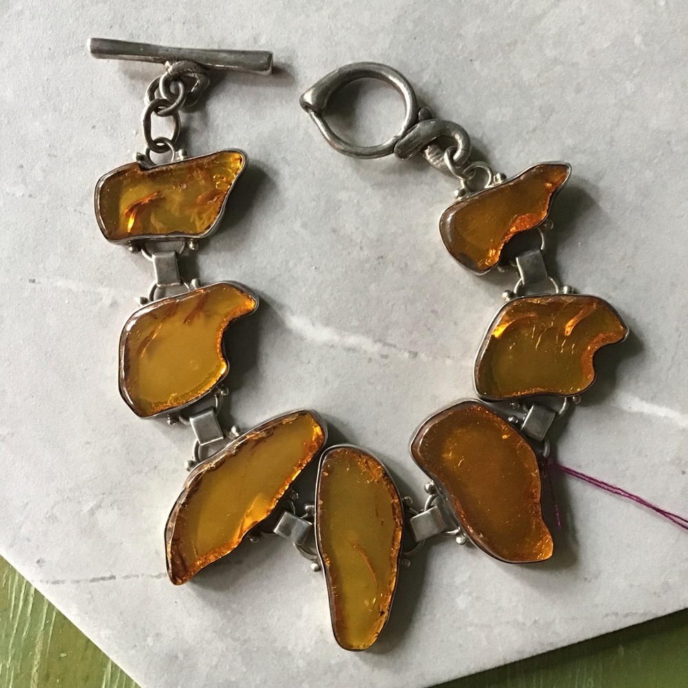 Baltic Amber Bracelet in Sterling Silver
